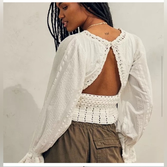Free People Megan Crochet Top White NWT - Picture 6 of 6